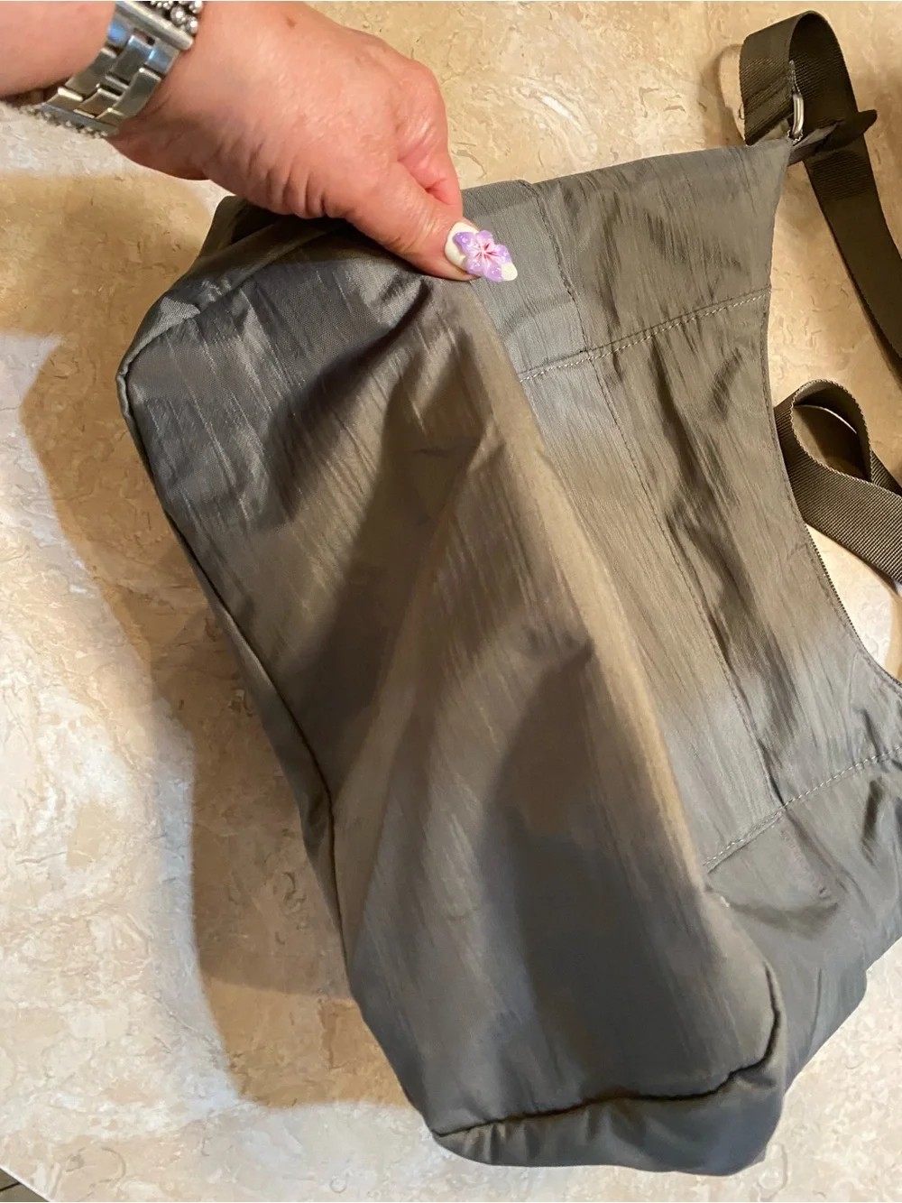 Baggallini Olive Nylon Messenger Bag with Adjustable Strap